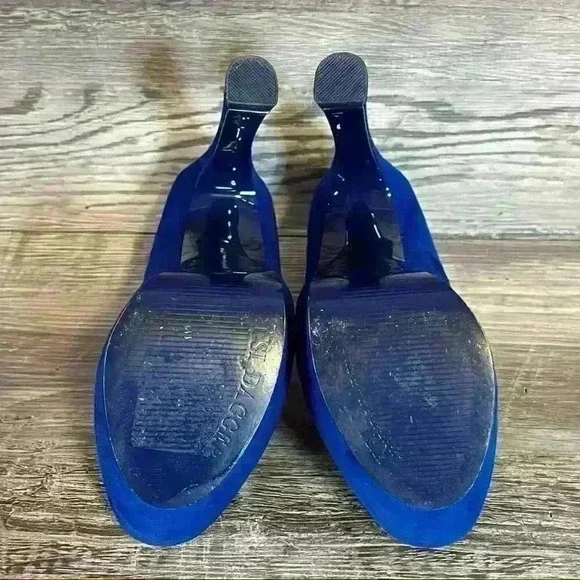 Kelsi Dagger Abrielle Blue Suede Platform Heels Women’s Size 7 Leather Upper - Picture 9 of 10